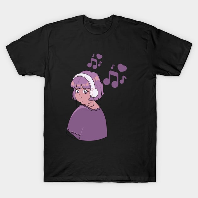 Listening to music. T-Shirt by Amusing Aart.